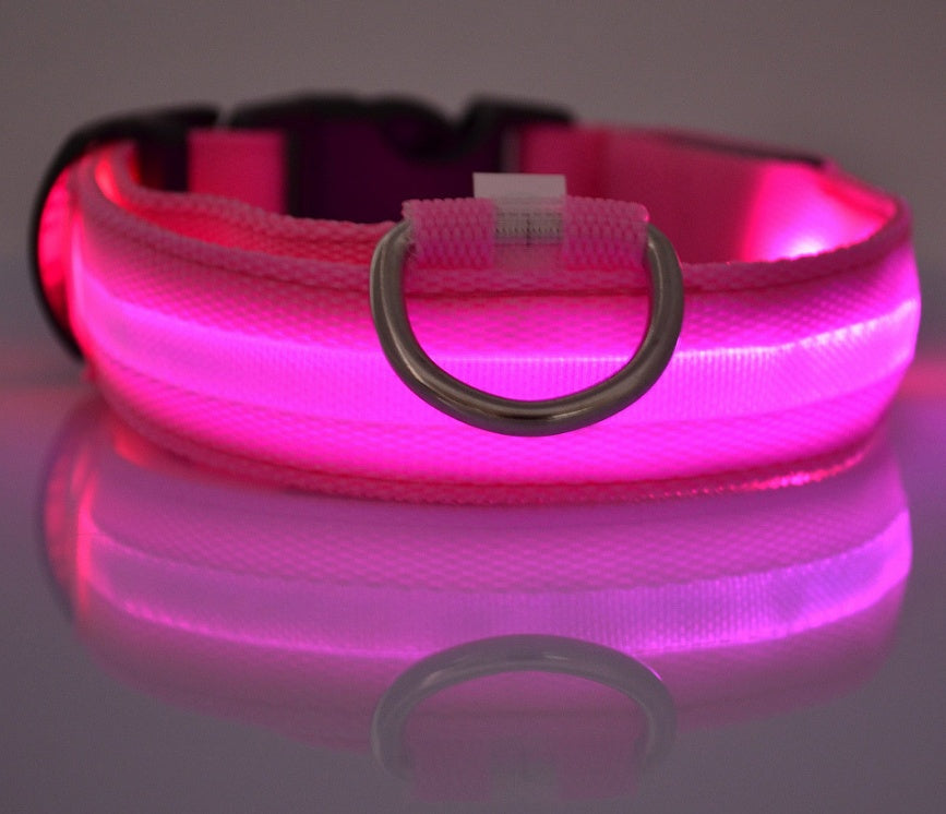 Nylon LED Pet Dog Luminous Collar Night Safety Flashing Glow in Dark Dog Cat Leash Adjustable Pet Supplies - Pet Perks Daily