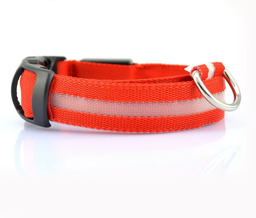 Nylon LED Pet Dog Luminous Collar Night Safety Flashing Glow in Dark Dog Cat Leash Adjustable Pet Supplies - Pet Perks Daily