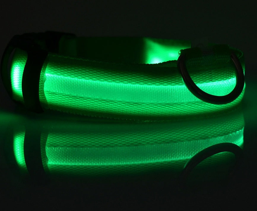 Nylon LED Pet Dog Luminous Collar Night Safety Flashing Glow in Dark Dog Cat Leash Adjustable Pet Supplies - Pet Perks Daily