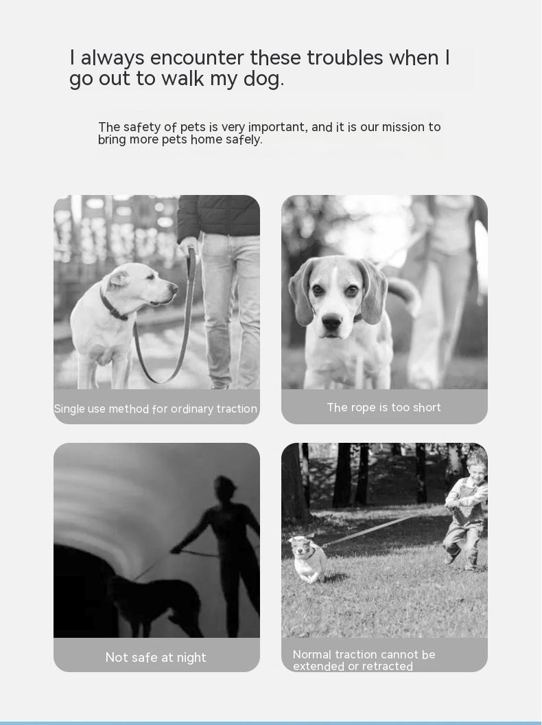 Ring With Light Dog Leash Pet Automatic Retractable Leash Luminous - Pet Perks Daily